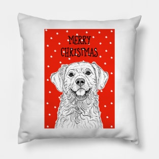 Golden Retriever Christmas Greeting Pillow