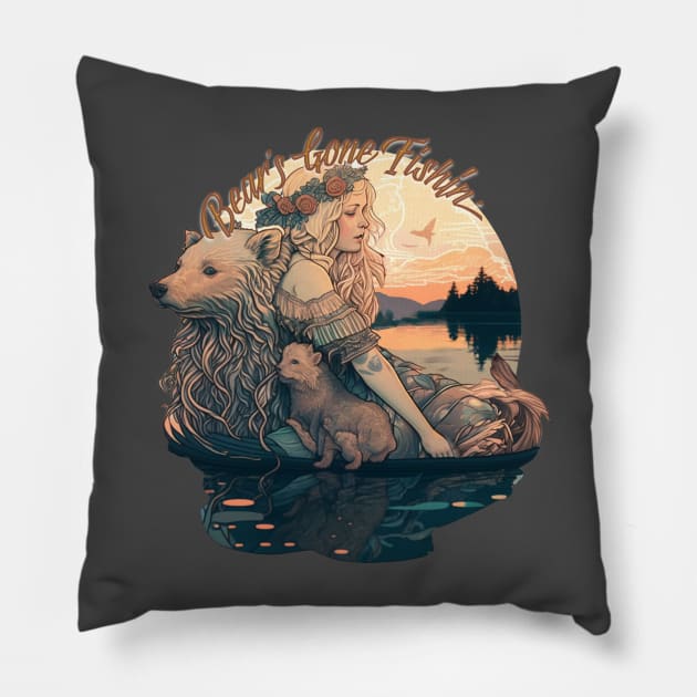 Bear Gone Fishin' WSP Pillow by AllyFlorida