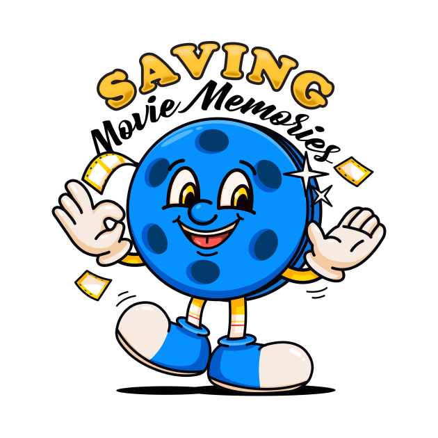 Saving Movie Memories, film role retro mascot by Vyndesign