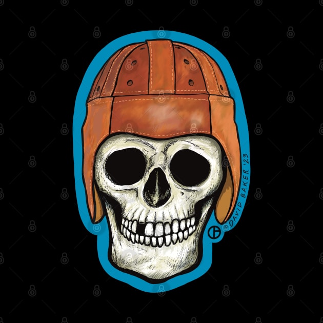 Leather Football Helmet Skull by Art from the Blue Room