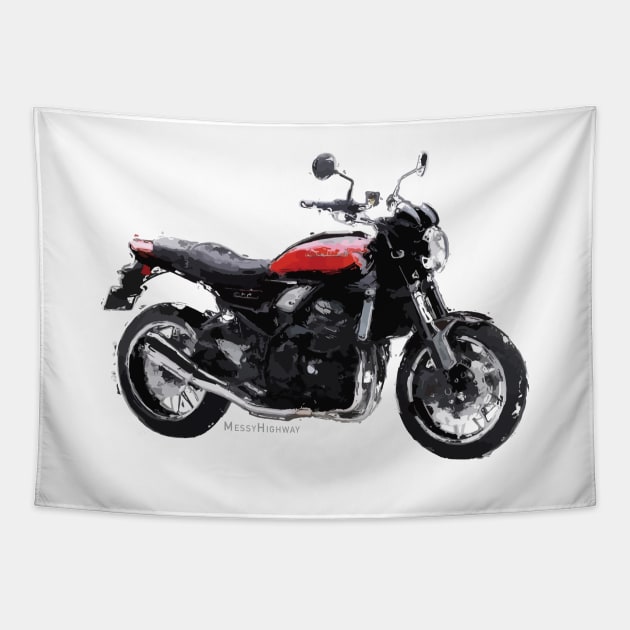 Kawasaki Z900RS 18 red, paint Tapestry by MessyHighway