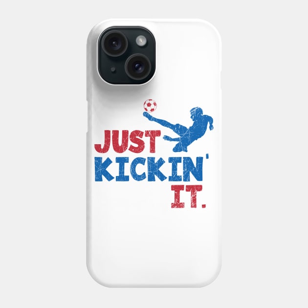 Soccer, Just Kickin' It. Red, White, & Blue © GraphicLoveShop Phone Case by GraphicLoveShop