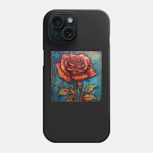 Offset Tiled Art Brut Orange Rose Pattern Phone Case