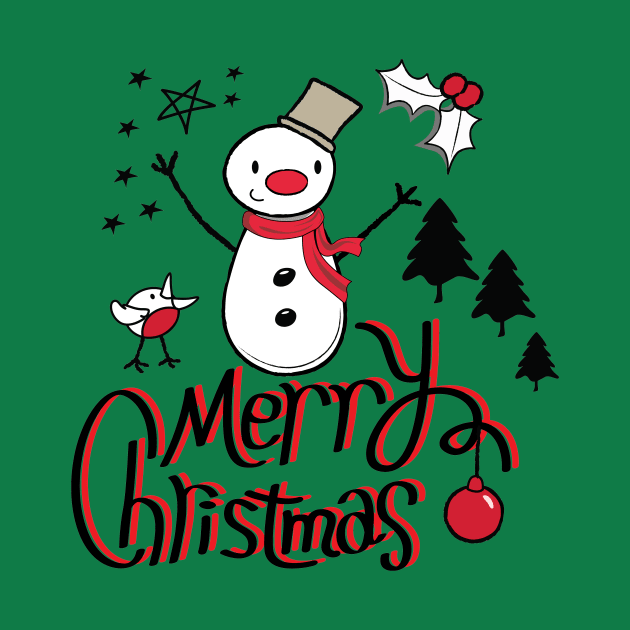 Merry Christmas Snowman by ThyShirtProject - Affiliate