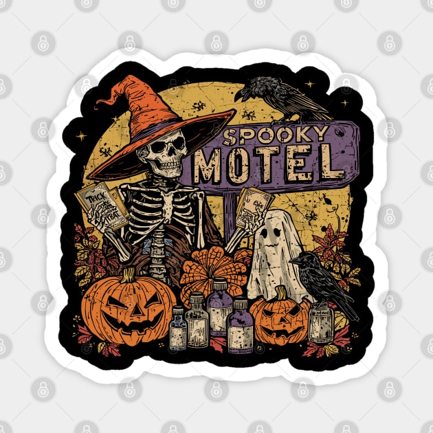 Witch Motel Halloween Spooky Retro Vintage Halloween Magnet by JessArty