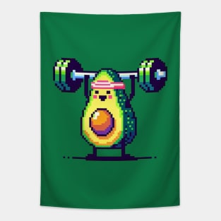 Avocardio Workout - Retro 8-bit Avocado Fitness Design Tapestry