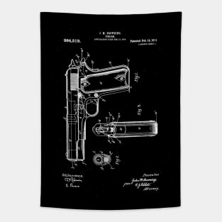 World War 2 Weapon Blueprint M1911 Pistol Tapestry