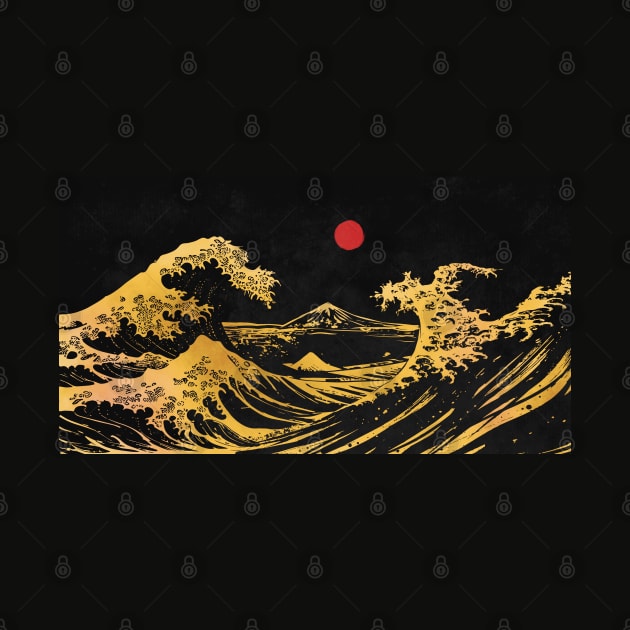 Hokusai wave gold by MCAshe spiritual art 