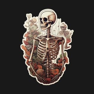 Vintage Skeleton With Flowers T-Shirt