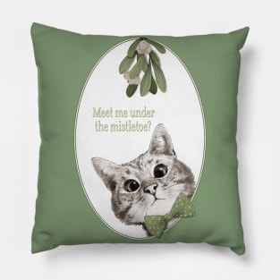 Meet Me Under The Mistletoe Sneaky Cat Pillow