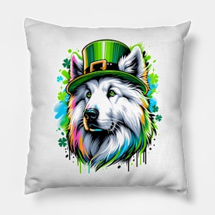 Maremma Sheepdog Sports Leprechaun Hat for St Patrick's Day Pillow