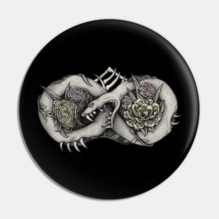 Gothic Ouroboros Snake and Flowers Pin