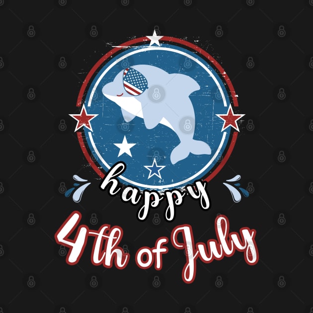 Happy 4Th of July Cute Dolphin Retro by Cute Pets Graphically