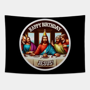 Happy Birthday Jesus Disciples Last Supper Christmas Tapestry