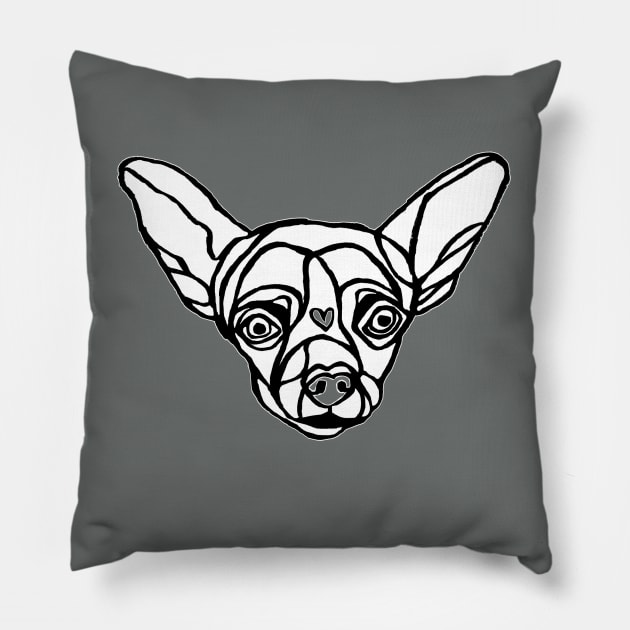 Small Dog, Lineart Black and White, Outline Chihuahua, Little Dog Pillow by badlydrawnbabe