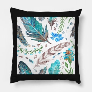 Feathered Floral Pillow