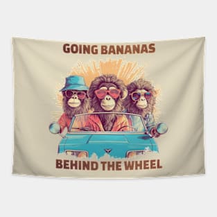 Going Bananas Behind The Wheel Monkeys Tapestry