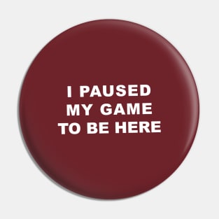 I Paused My Game To Be Here Pin