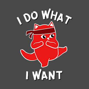 HIV/AIDS Awareness  red ribbon Cat fighting heart I do what I want T-Shirt