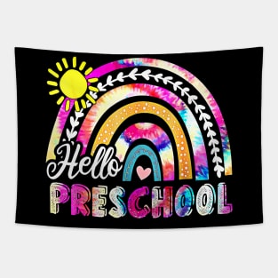 Back To School Rainbow Tie Dye Teacher Hello Preschool Tapestry