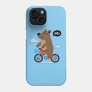 Cute bear riding bike Phone Case