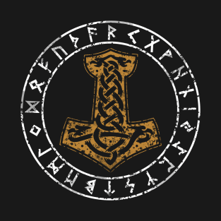 Mjolnir Hammer Of Thor With Runic Circle T-Shirt