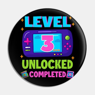 Level 3 Unlocked 3rd Birthday Boys Video Game B-day Gift For BOys Kids Pin