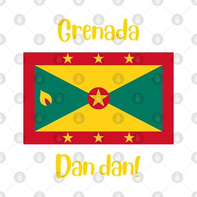 Grenada country flag with joyful local positive slang words. Dan dan! by Alibobs