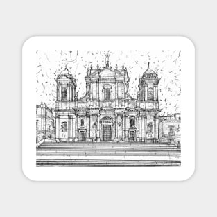 NOTO Cathedral - SICILY - ITALY - pencil portrait Magnet