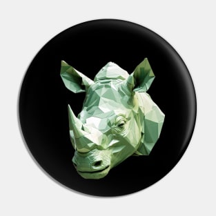 Green rhino head geometric art Pin