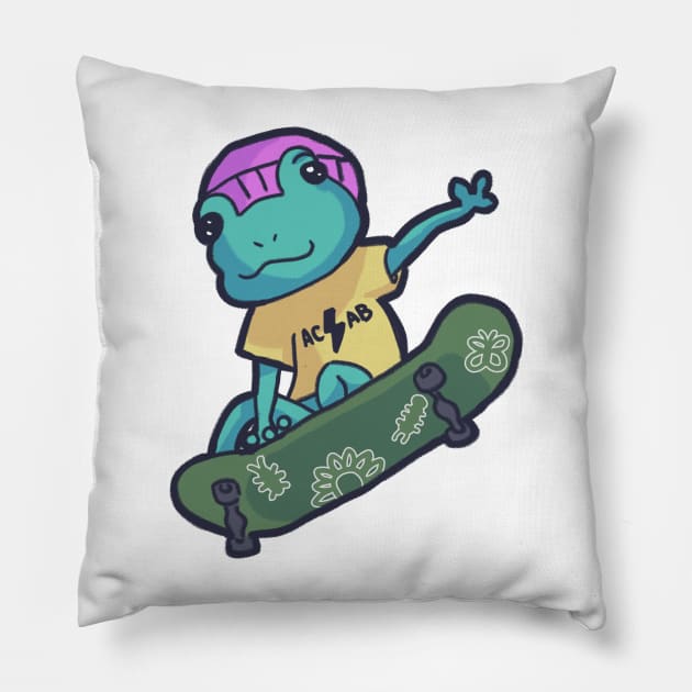 Cool Skating Anti Cop Frog Pillow by RileySessions