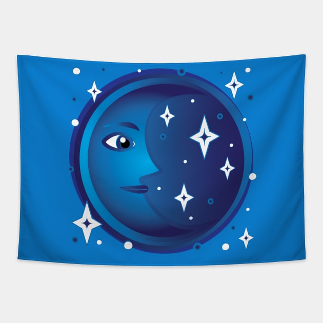 Whimsical Moon Design Tapestry by DQDesigns By Chele