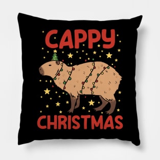 Cappy Christmas a fun capybara Christmas pun Pillow