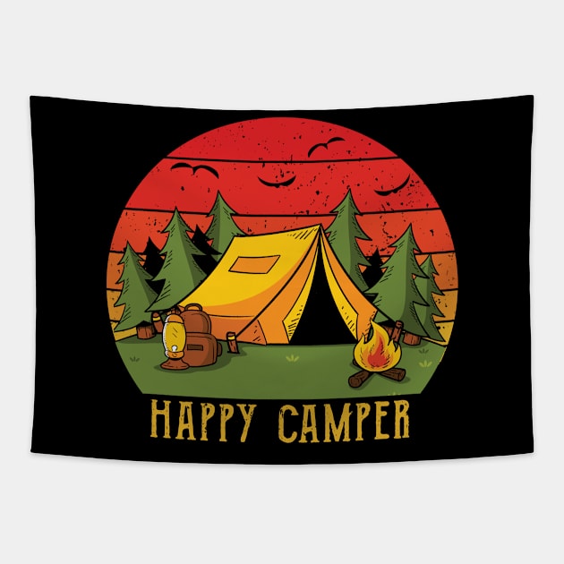 Vintage Camping shirts Retro Happy Camper t shirts Nature Outdoor Camper Gifts Tapestry by Boneworkshop