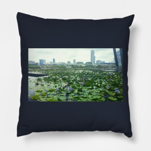 Lotus pond in the city Pillow