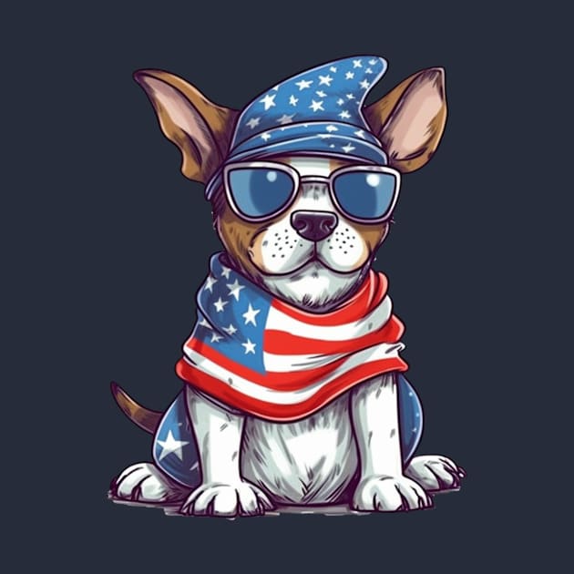 Patriotic Dog, 4th of July Design by PaperMoonGifts