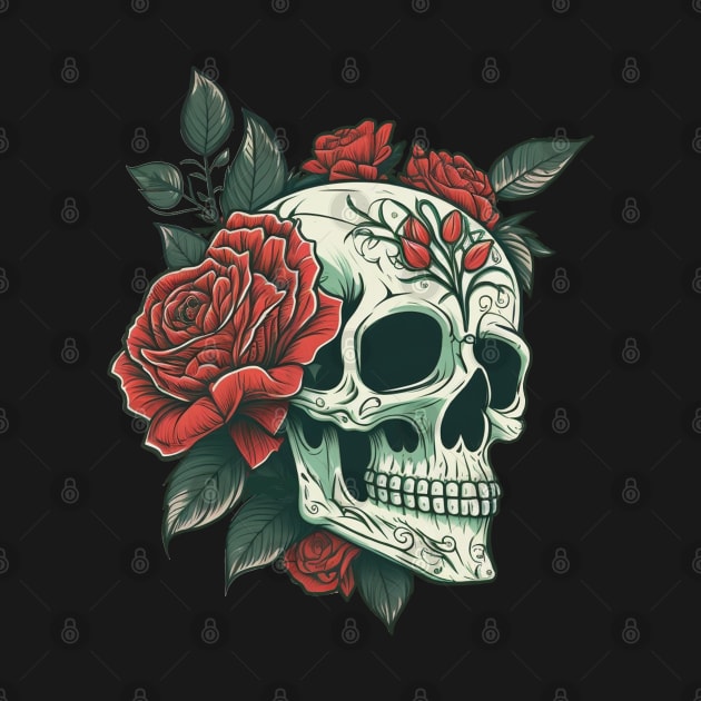 Skull with Rose by GAMAS Threads