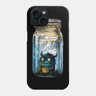 Jar of Sitting Monster at Night with Lights Phone Case