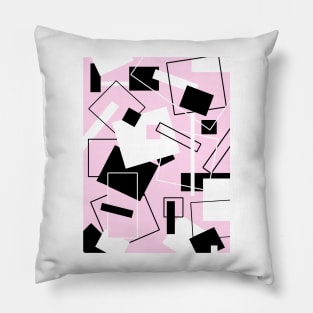 Black White & Pastel Pink 60's Style Pillow