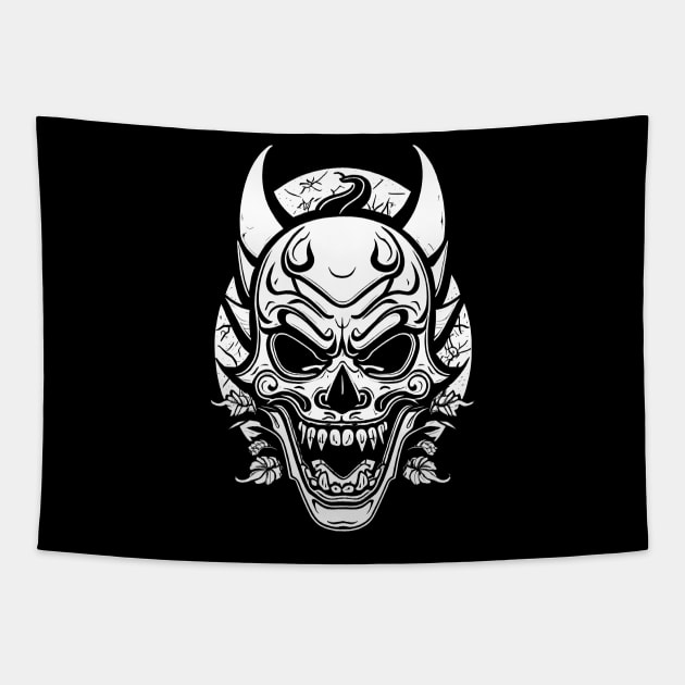 Evil Clown Mask Black and White Tapestry by DeathAnarchy