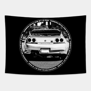 NISSAN SKYLINE GT-R R33 Black 'N White 4 (Black Version) Tapestry