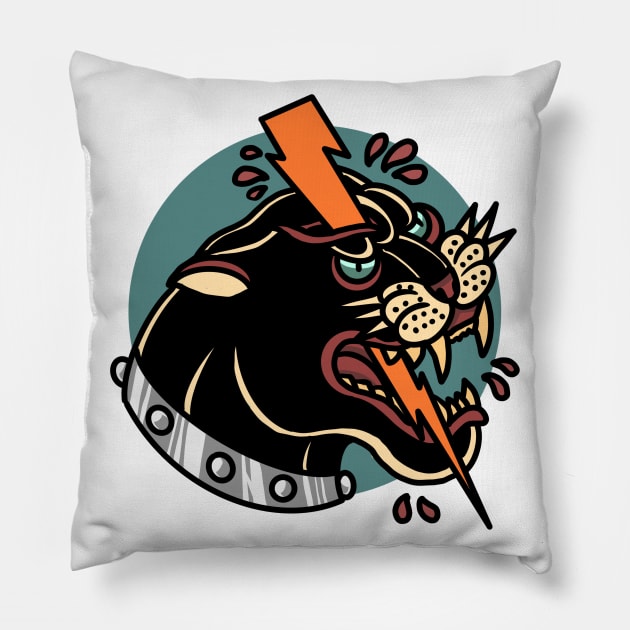 thunder panther tattoo tshirt Pillow by donipacoceng