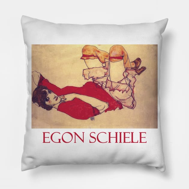 Wally with a Red Blouse by Egon Schiele Pillow by Naves