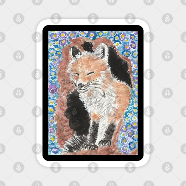 Cute fox art Magnet by SamsArtworks