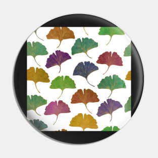 Colorful gold Ginkgo leaves watercolor print. Exotic tropical foliage Pin