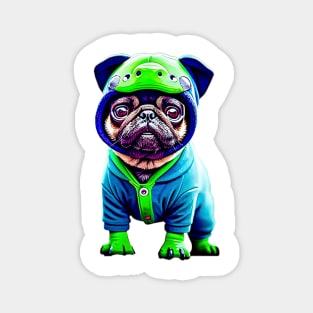 Cute Pug Dinosaur Costume - Adorable Pug in Dino Outfit Magnet