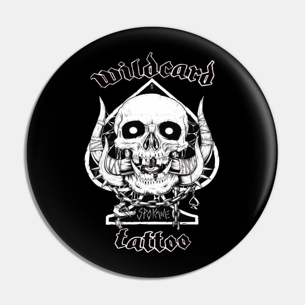 Wildcard Tattoo shop shirt Pin by Crimemachine