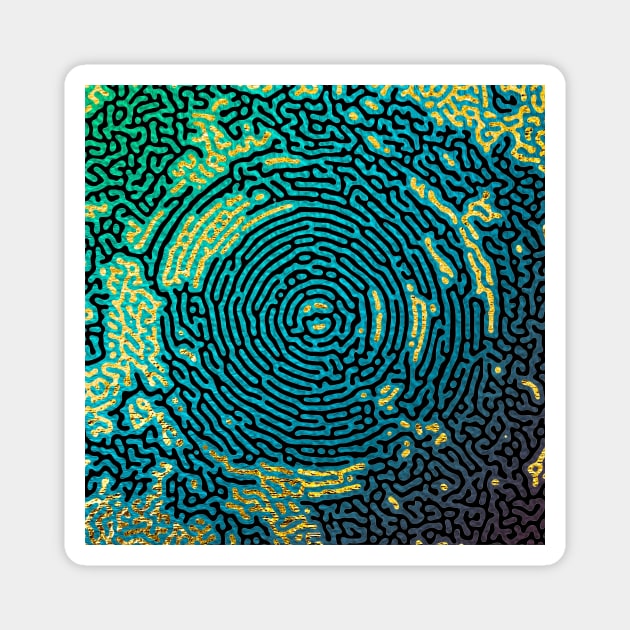 Dark Green Blue Maze Labyrinth to get Lost in. Magnet by maak and illy