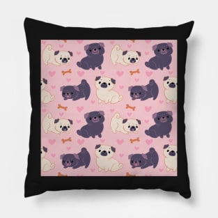 Love Pugs Pattern Pillow