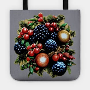 Christmas Decoration, pine cones, berries, christmas ornaments Tote